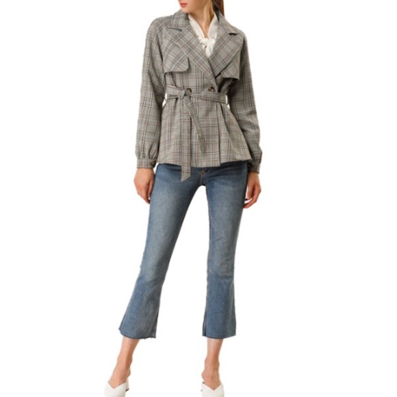 Allegra K - Plaid Jacket/Blazer Button Belted - L - Picture 6 of 16